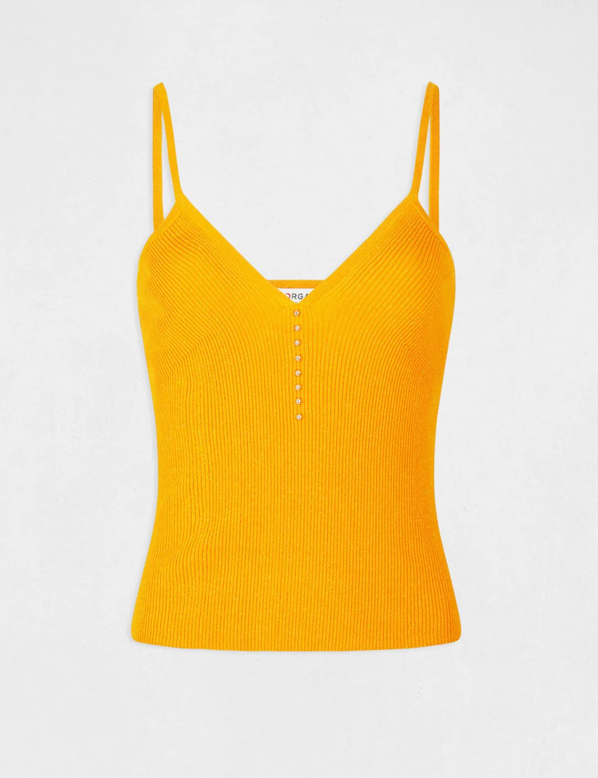 Tops Et T-Shirts>Morgan Debardeur Pull Col En V Avec Perles Femme | Orange