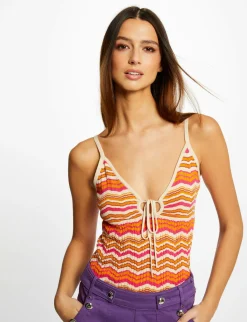 Tops Et T-Shirts>Morgan Debardeur Pull Imprime Chevron Femme | Orange