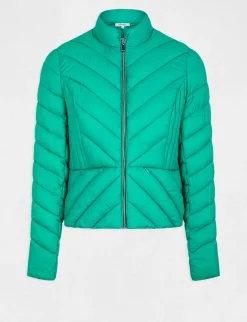 Manteaux>Morgan Doudoune Droite Zippee Vert Moyen Femme | Vert_Moyen