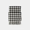 Echarpes>Morgan Echarpe A Franges Imprime Pied De Poule Femme | Noir