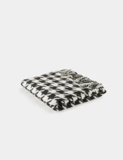 Echarpes>Morgan Echarpe A Franges Imprime Pied De Poule Femme | Noir