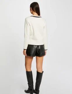 Gilets>Morgan Gilet Boutonne Liseres Contrastants Femme | Ivoire