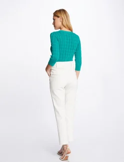 Gilets>Morgan Gilet Manches 3/4 Boutonne Vert Moyen Femme | Vert_Moyen