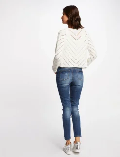 Gilets>Morgan Gilet Manches Longues A Details Ajoures Femme | Ecru