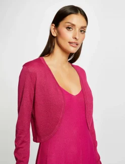 Gilets>Morgan Gilet Manches Longues Col Ouvert Rose Fonce Femme | Rose_Fonce