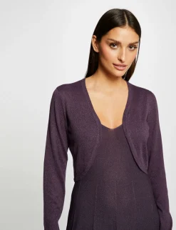Gilets>Morgan Gilet Manches Longues Col Ouvert Femme | Prune