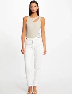 Jeans>Morgan Jeans Ajuste A Ornements Metalliques Femme | Ecru