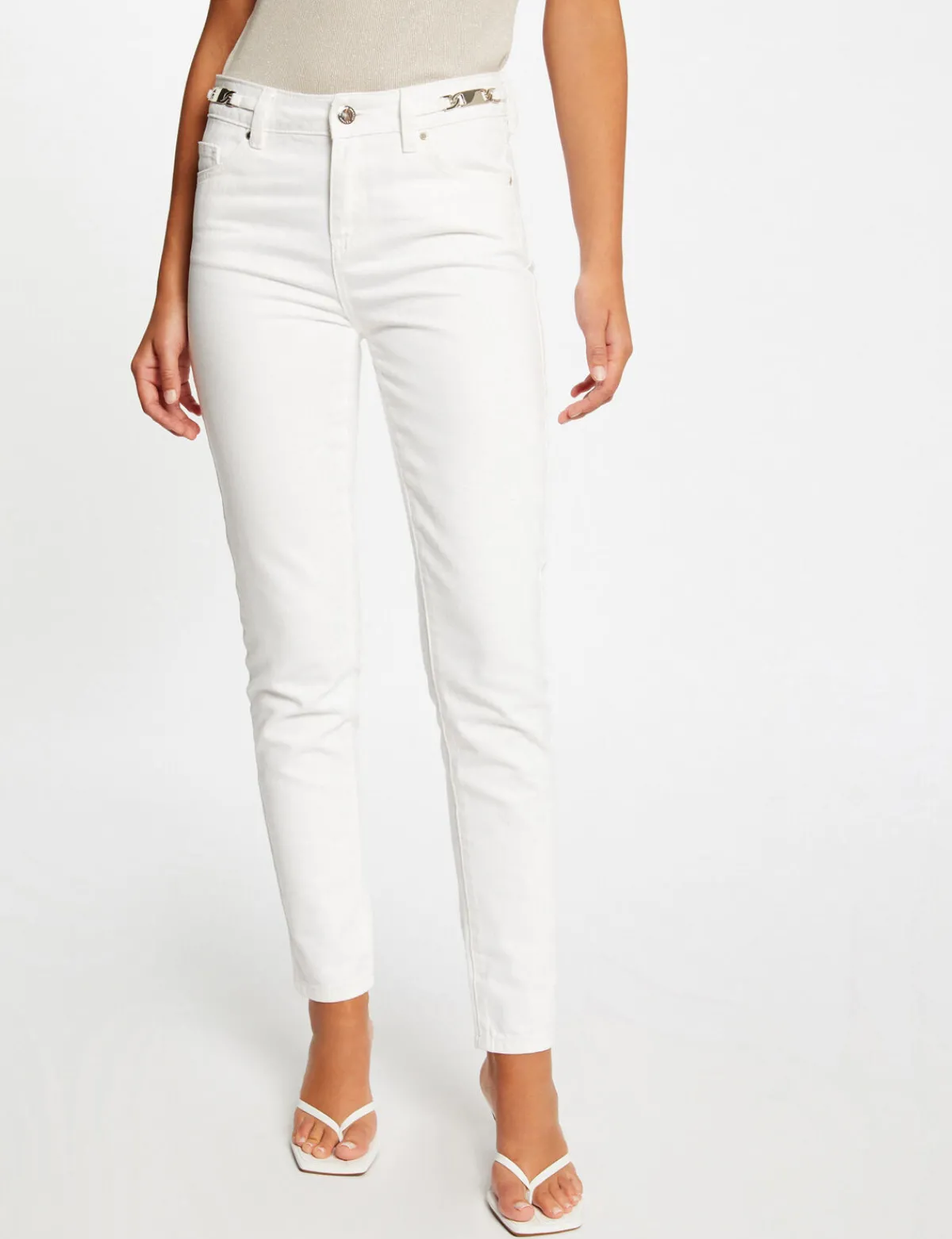 Jeans>Morgan Jeans Ajuste A Ornements Metalliques Femme | Ecru