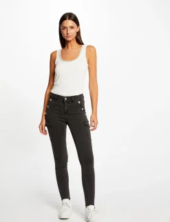 Pantalons>Morgan Jeans Cargo Skinny A Ponts Gris Moyen Femme | Gris_Moyen