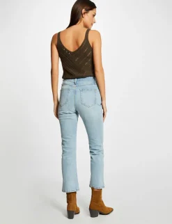 Jeans>Morgan Jeans Droit Taille Haute 7/8Eme Jean Bleached Femme | Jean_Bleached
