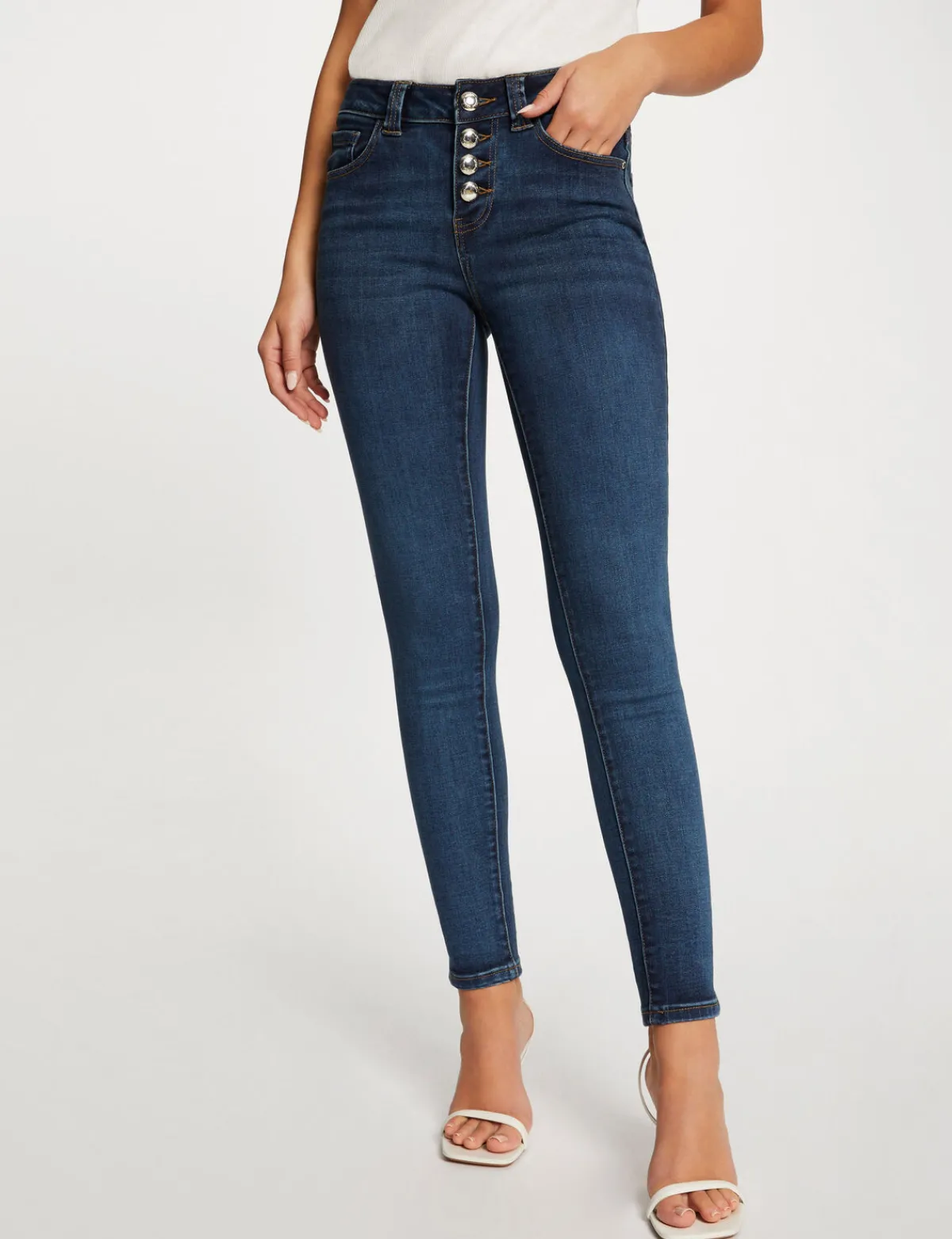 Jeans>Morgan Jeans Slim Avec Boutonnage Jean Stone Femme | Jean_Stone