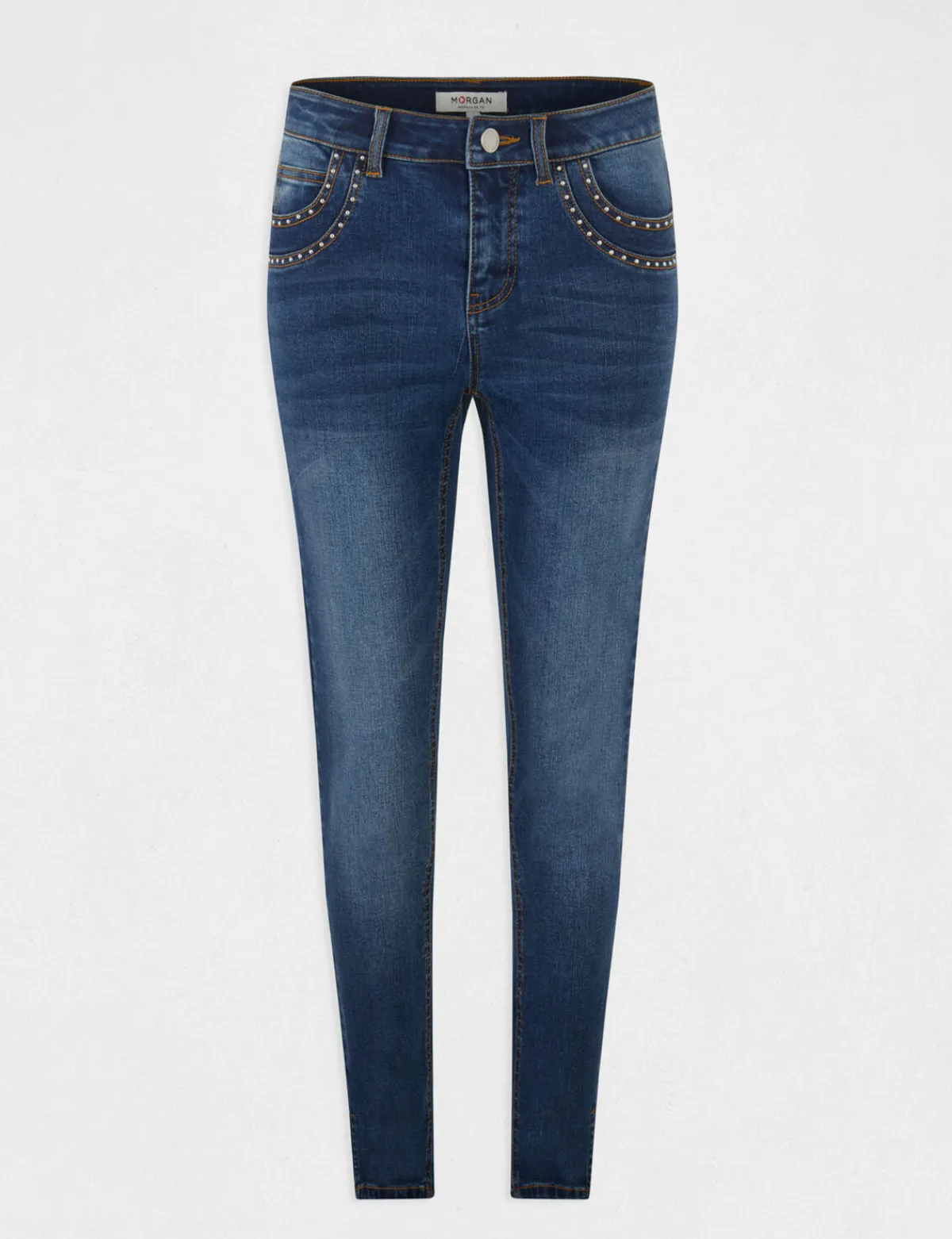 Pantalons>Morgan Jeans Slim Avec Clous Jean Stone Femme | Jean_Stone