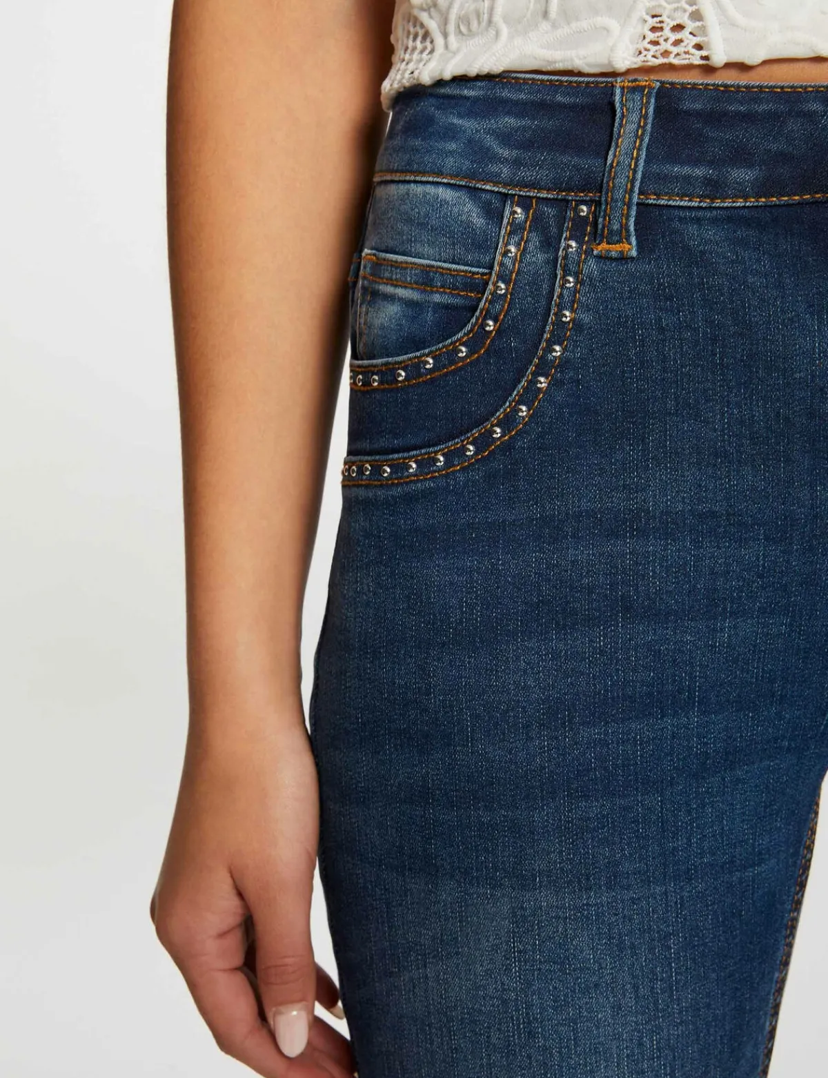 Pantalons>Morgan Jeans Slim Avec Clous Jean Stone Femme | Jean_Stone