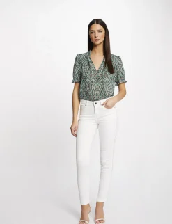Jeans>Morgan Jeans Slim Bandes Bijoux Femme | Ecru