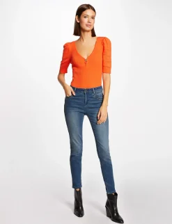 Jeans>Morgan Jeans Slim 7/8Eme Avec Bandes Jean Stone Femme | Jean_Stone