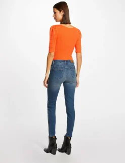 Jeans>Morgan Jeans Slim 7/8Eme Avec Bandes Jean Stone Femme | Jean_Stone