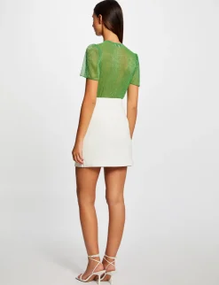 Jupes>Morgan Jupe City Droite Boutonnee Femme | Ecru