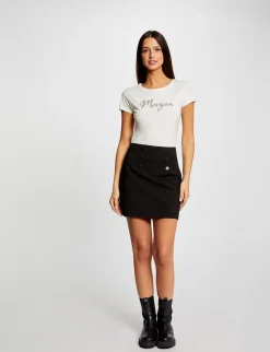 Jupes>Morgan Jupe Droite A Pont Femme | Noir