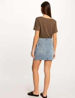 Jupes>Morgan Jupe Droite Ceinturee En Jean Jean Stone Femme | Jean_Stone