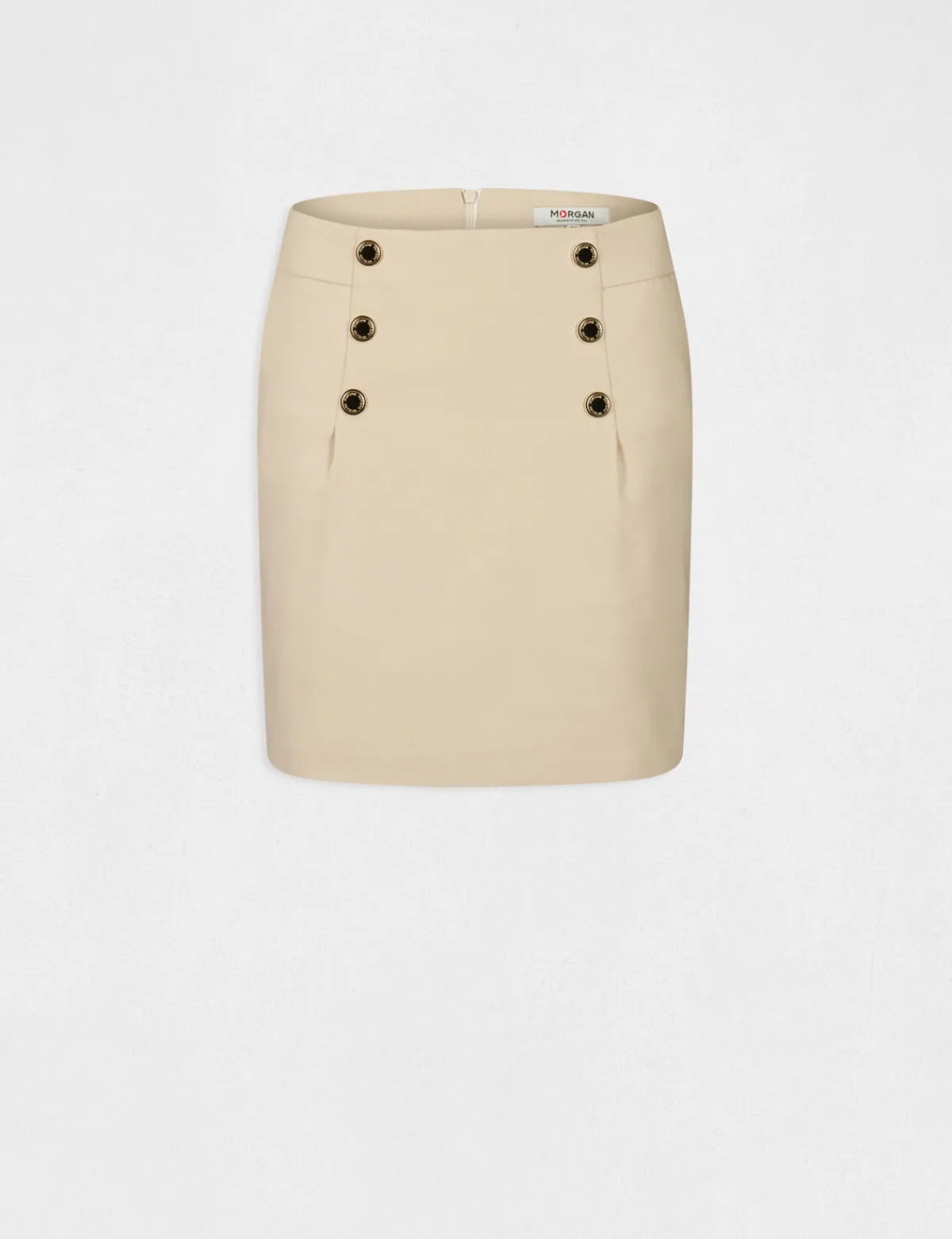 Jupes>Morgan Jupe Droite Taille Haute Avec Boutons Femme | Beige