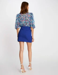 Jupes>Morgan Jupe Droite Taille Haute Avec Boutons Bleu Electrique Femme | Bleu_Electrique
