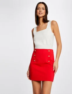 Jupes>Morgan Jupe Droite Taille Haute A Ponts Femme | Rouge