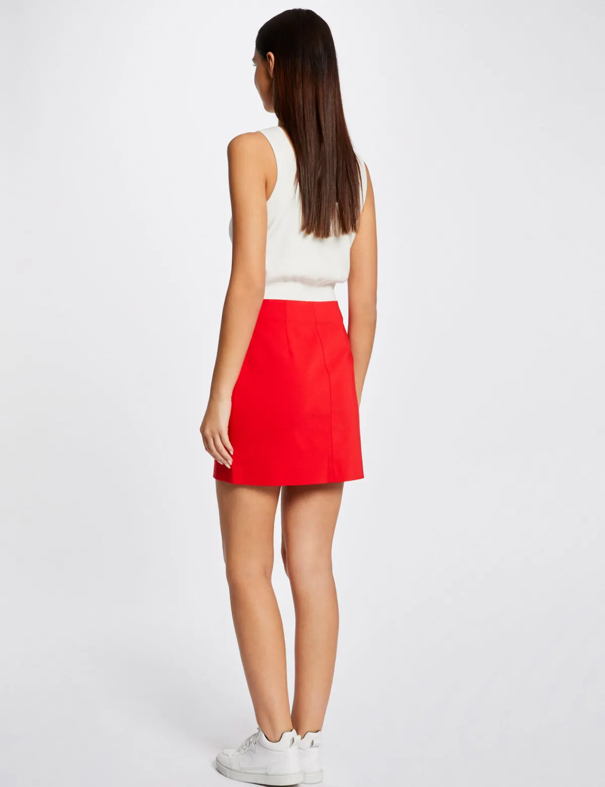 Jupes>Morgan Jupe Droite Taille Haute A Ponts Femme | Rouge