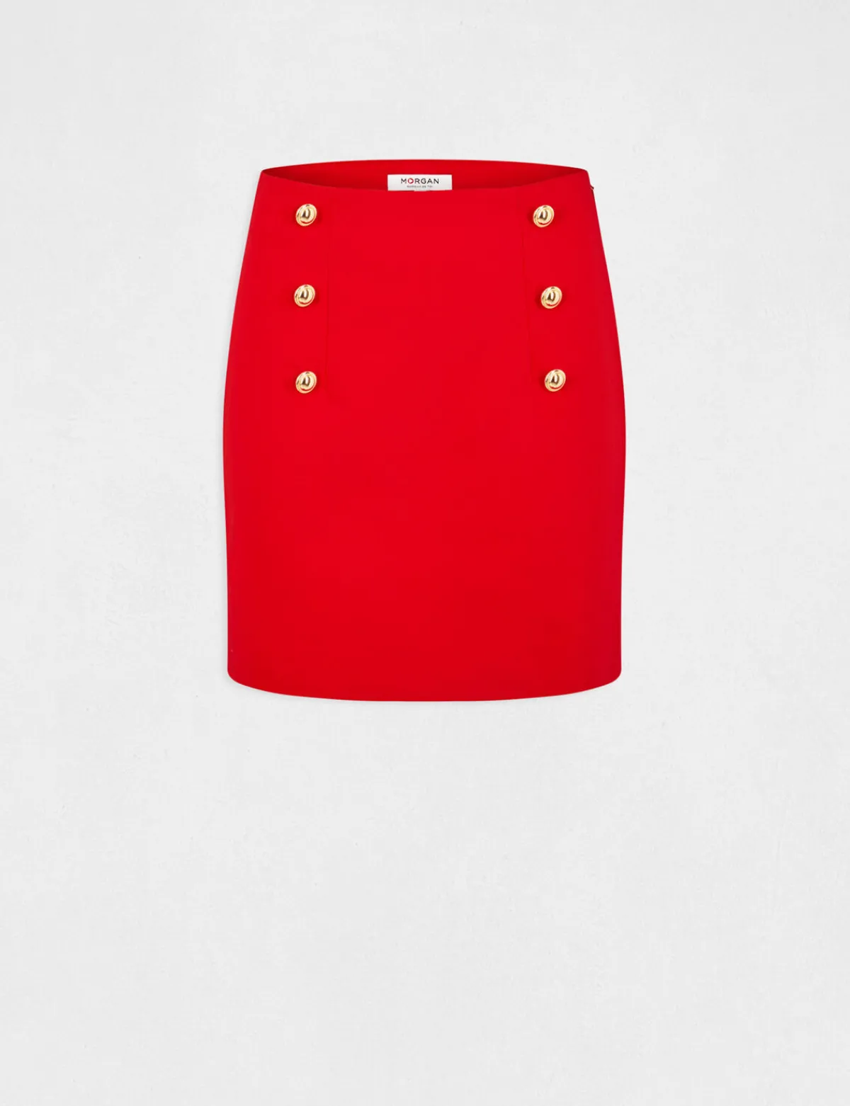 Jupes>Morgan Jupe Droite Taille Haute A Ponts Femme | Rouge