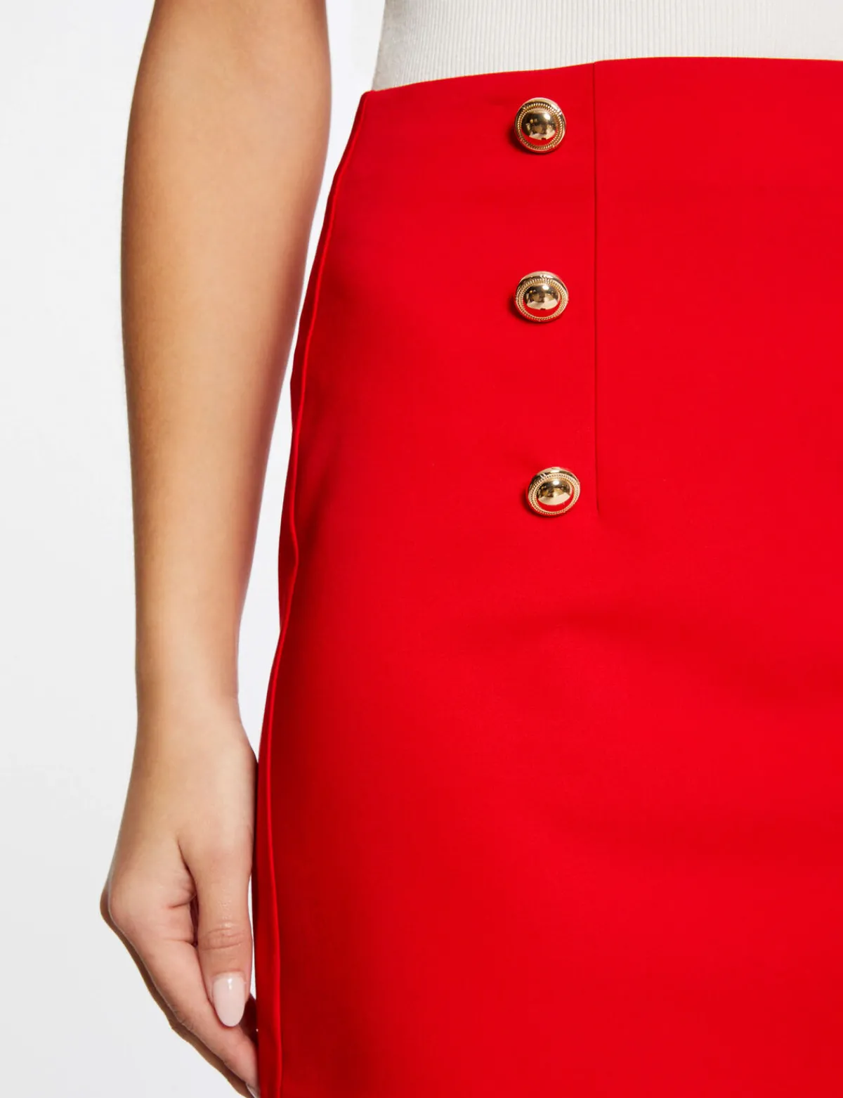 Jupes>Morgan Jupe Droite Taille Haute A Ponts Femme | Rouge
