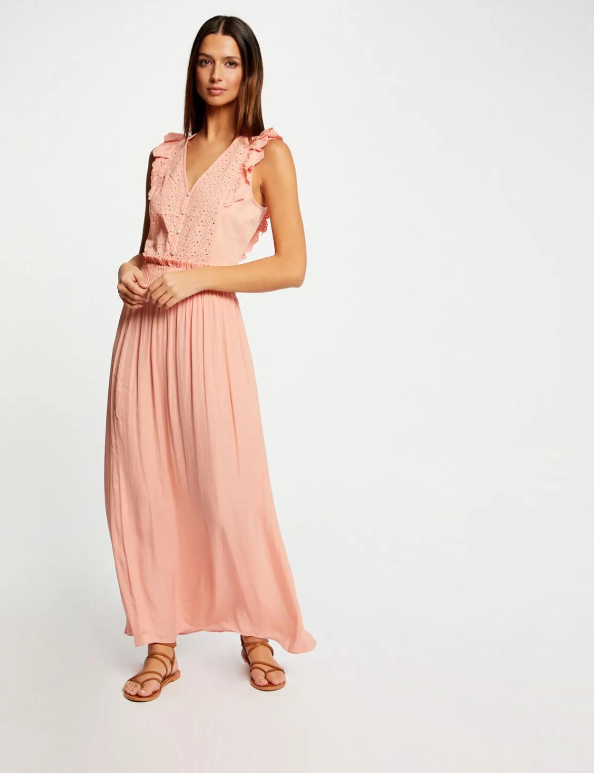 Jupes>Morgan Jupe Longue Fluide Taille Elastiquee Rose Moyen Femme | Rose_Moyen