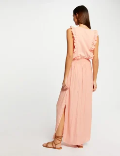 Jupes>Morgan Jupe Longue Fluide Taille Elastiquee Rose Moyen Femme | Rose_Moyen