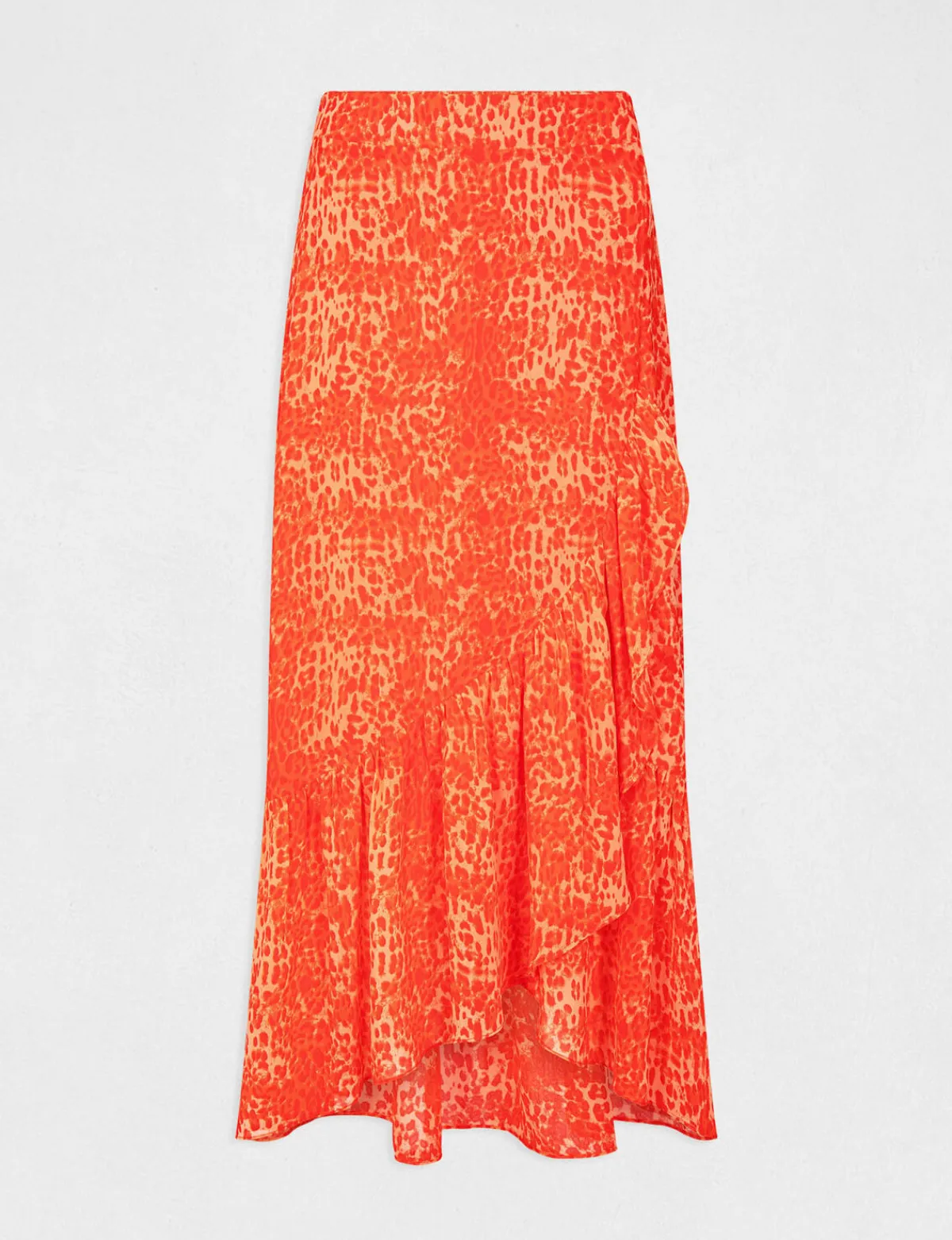 Jupes>Morgan Jupe Longue Portefeuille Imprime Leopard Femme | Orange
