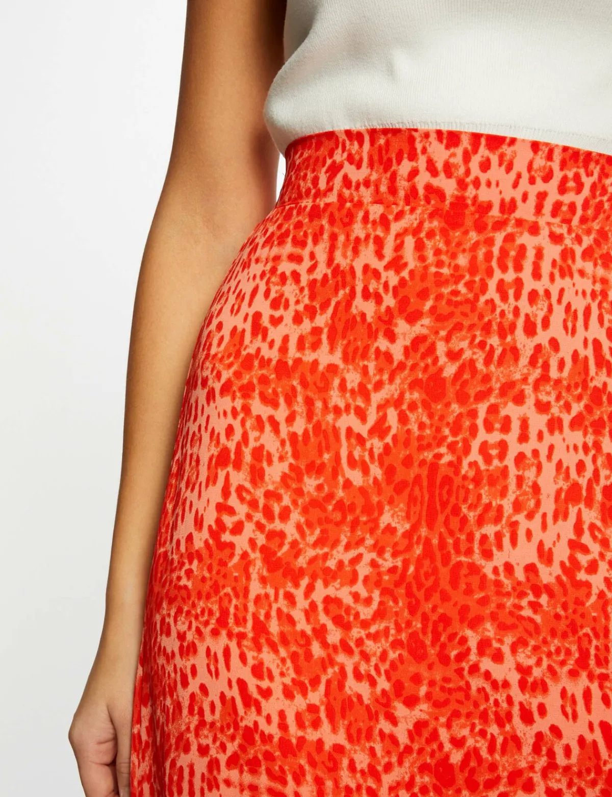 Jupes>Morgan Jupe Longue Portefeuille Imprime Leopard Femme | Orange