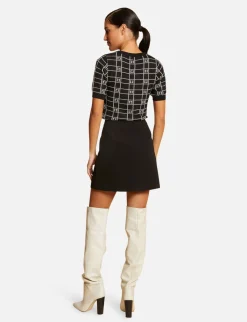 Jupes>Morgan Jupe Trapeze Taille Haute Femme | Noir