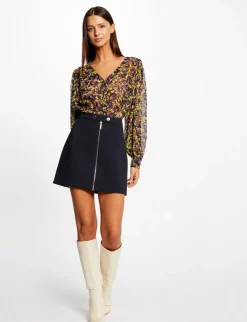 Jupes>Morgan Jupe Trapeze Zippee Femme | Marine