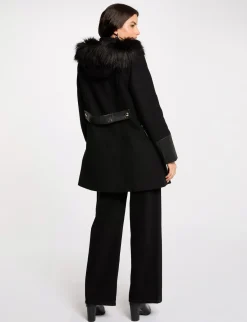 Manteaux>Morgan Manteau Droit Zippe A Capuche Femme | Noir