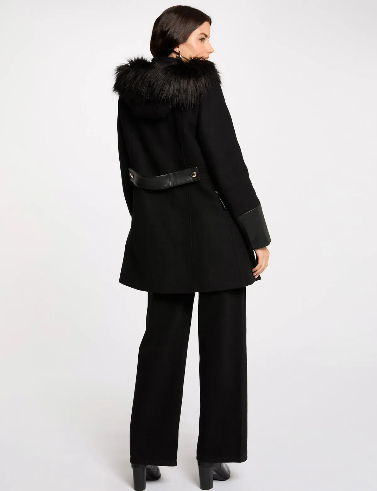 Manteaux>Morgan Manteau Droit Zippe A Capuche Femme | Noir