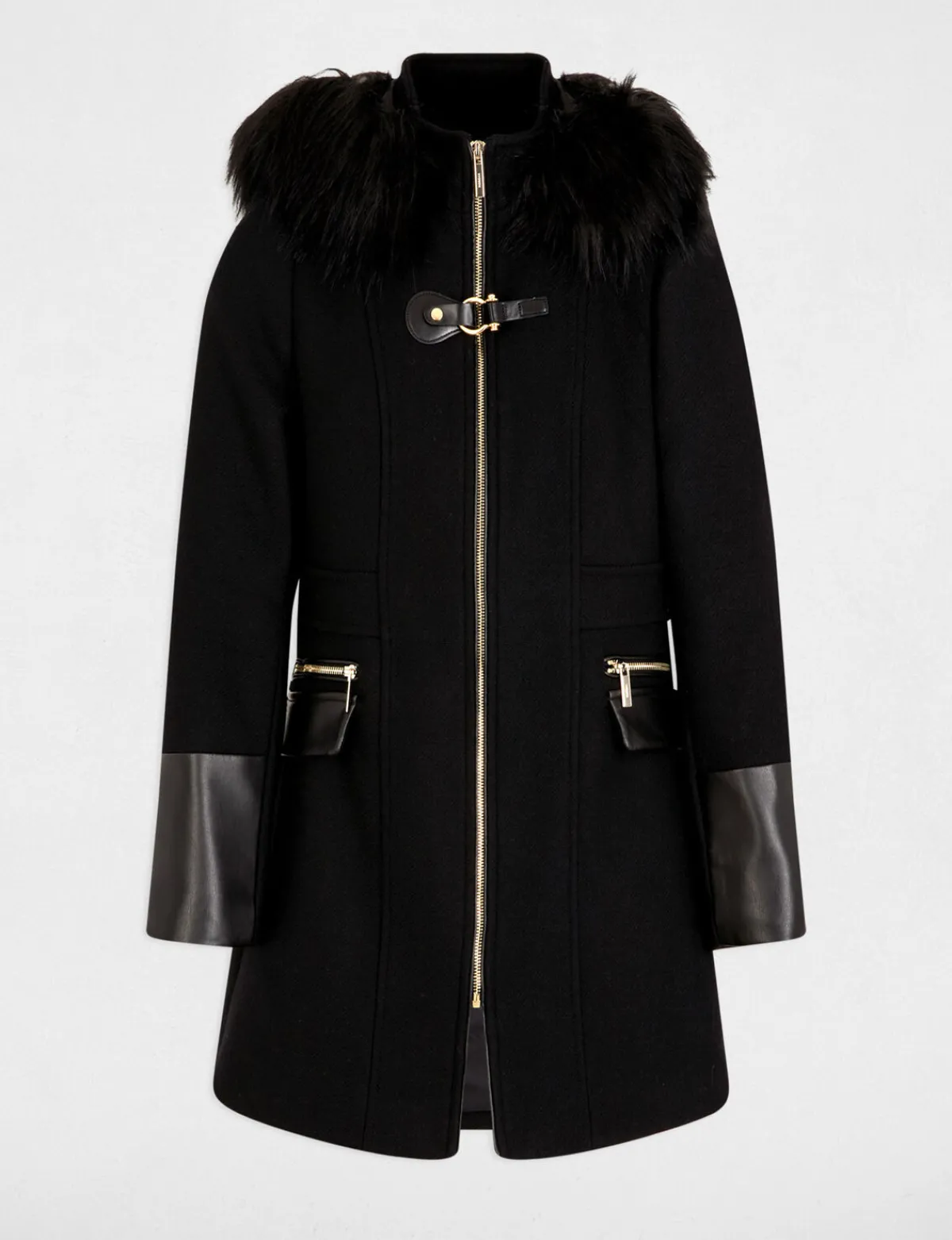 Manteaux>Morgan Manteau Droit Zippe A Capuche Femme | Noir