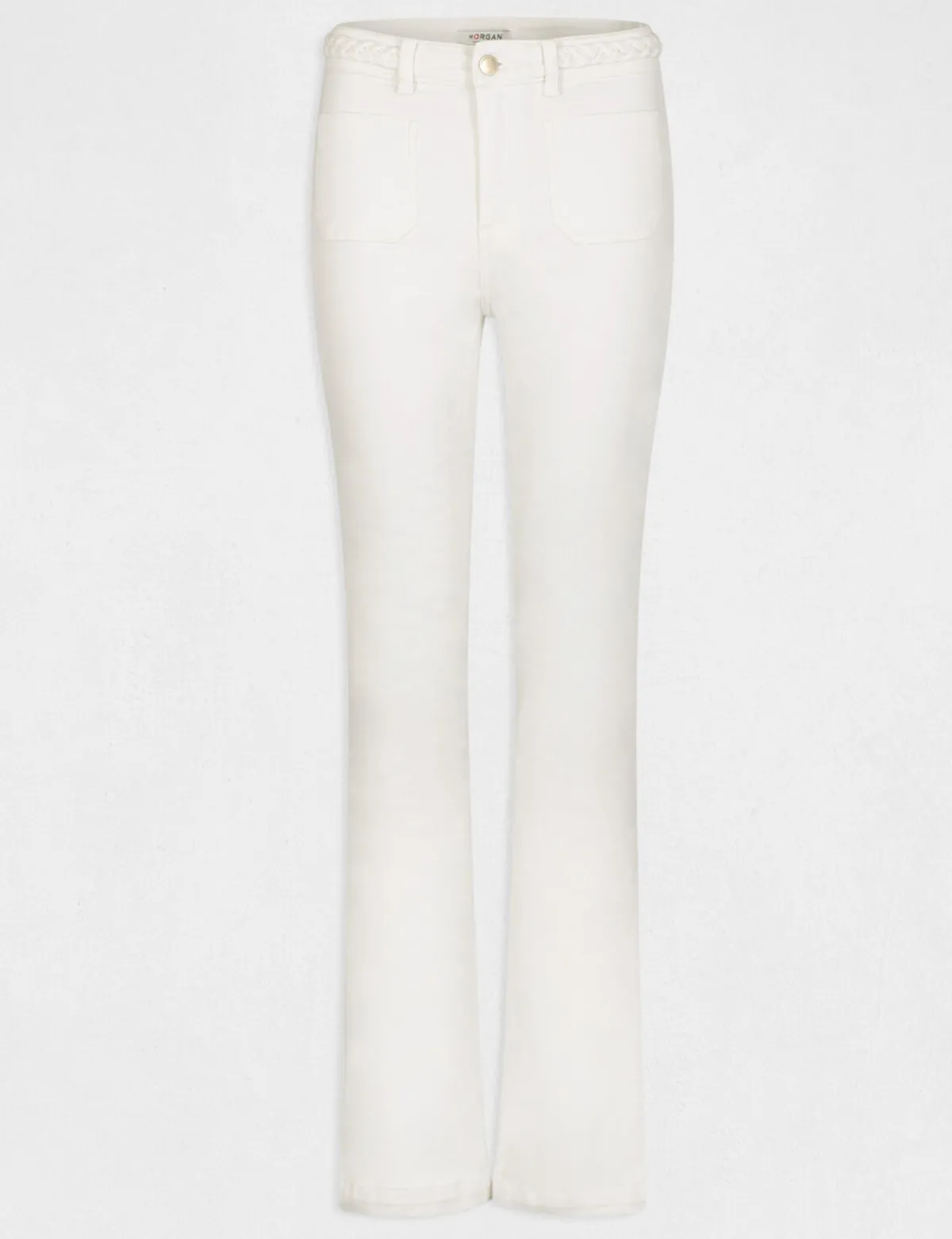 Pantalons>Morgan Pantalon Bootcut Avec Details Tresses Femme | Ecru