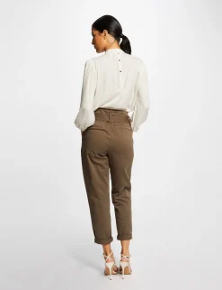 Pantalons>Morgan Pantalon Carotte Ceinturee 7/8Eme Vert Kaki Femme | Vert_Kaki