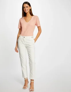 Pantalons>Morgan Pantalon Cigarette 7/8Eme A Ornements Femme | Ecru