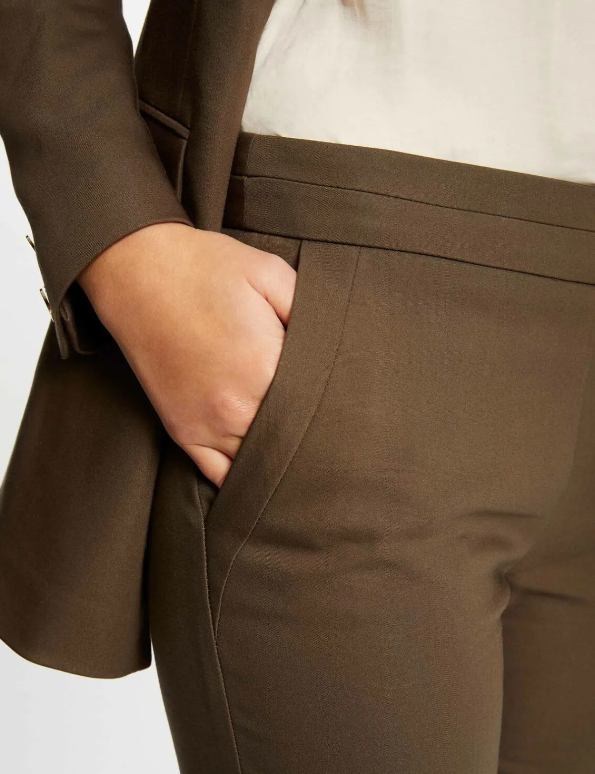 Pantalons>Morgan Pantalon Cigarette 7/8Eme Vert Kaki Femme | Vert_Kaki
