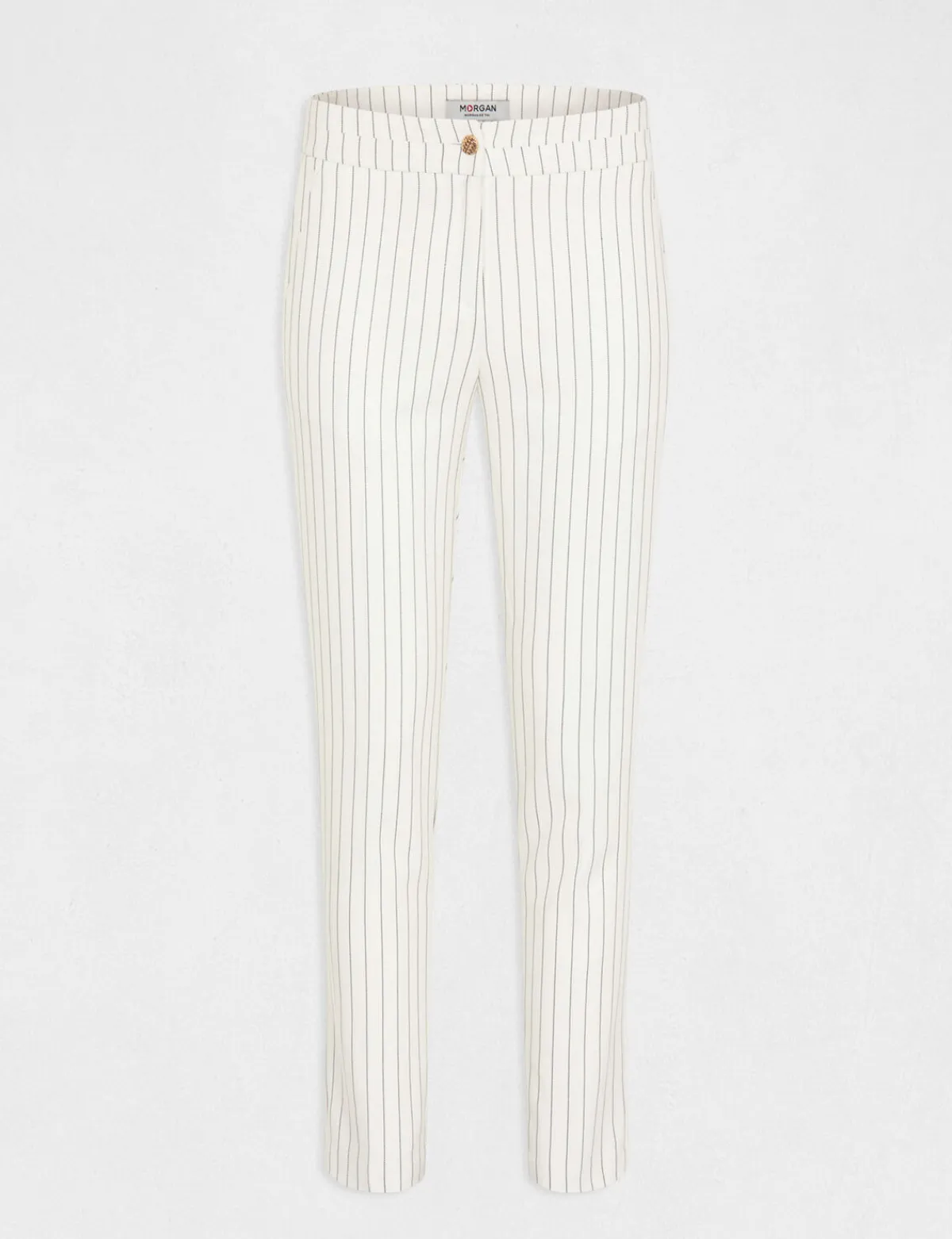 Pantalons>Morgan Pantalon City Ajuste 7/8Eme A Rayures Femme | Ecru