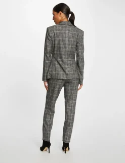 Ensembles Et Tailleurs>Morgan Pantalon City Paperbag A Carreaux Gris Moyen Femme | Gris_Moyen