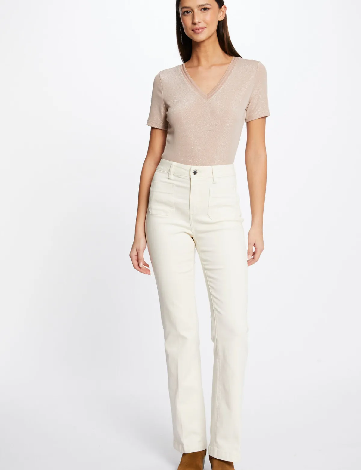 Pantalons>Morgan Pantalon Droit Avec Pinces Femme | Ivoire