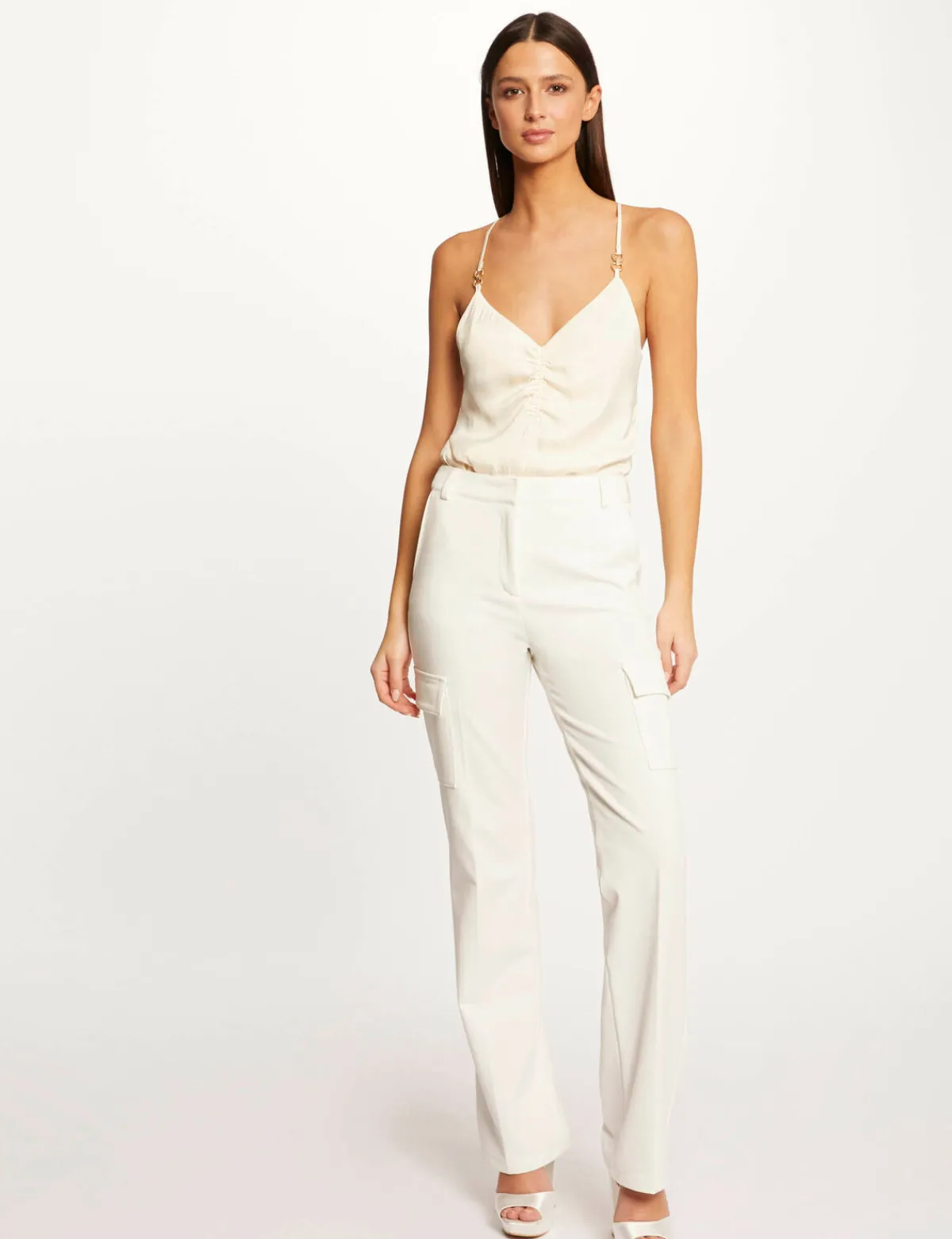 Pantalons>Morgan Pantalon Droit Avec Poches Laterales Femme | Ecru