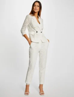 Pantalons>Morgan Pantalon Droit En Dentelle Femme | Ecru
