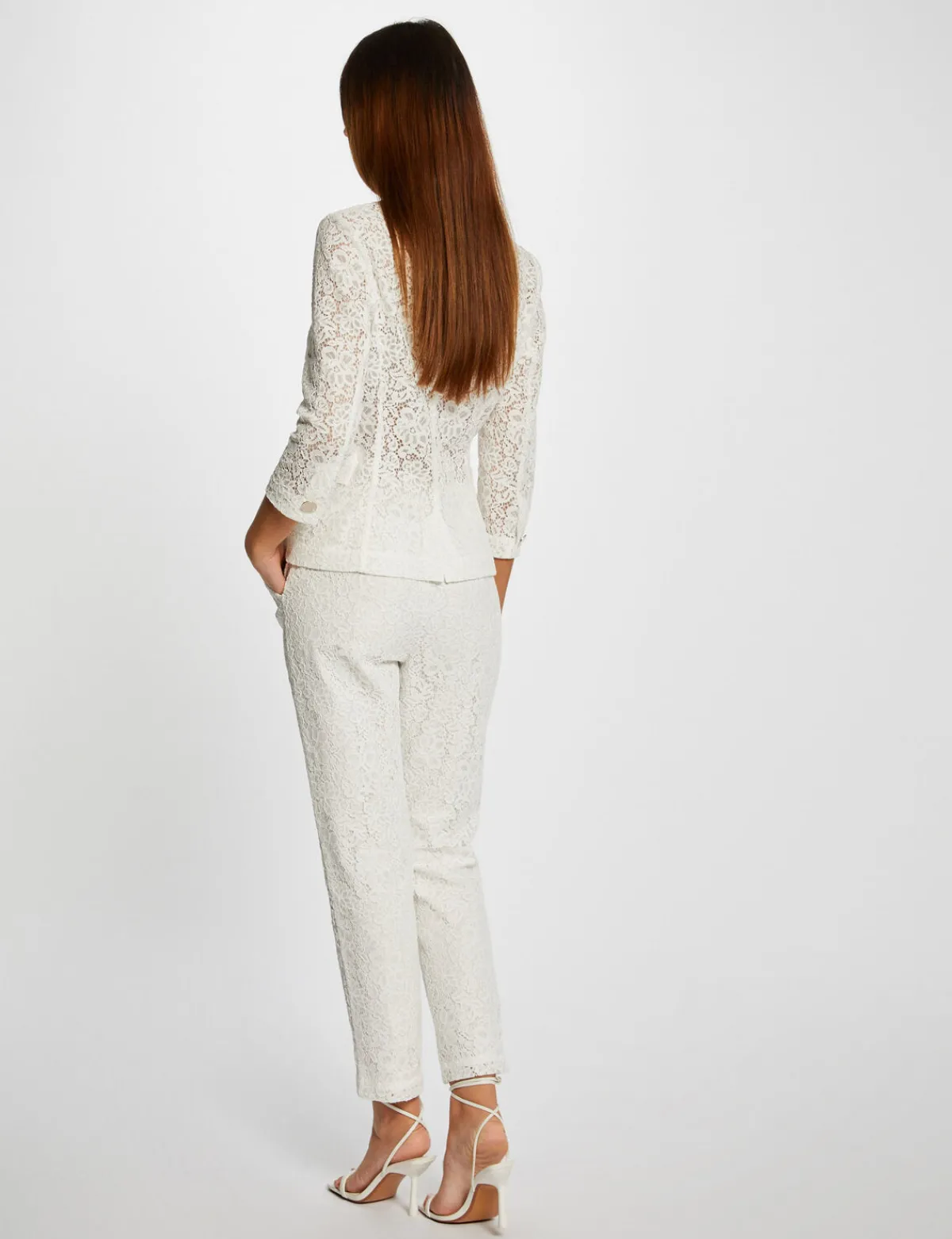 Pantalons>Morgan Pantalon Droit En Dentelle Femme | Ecru