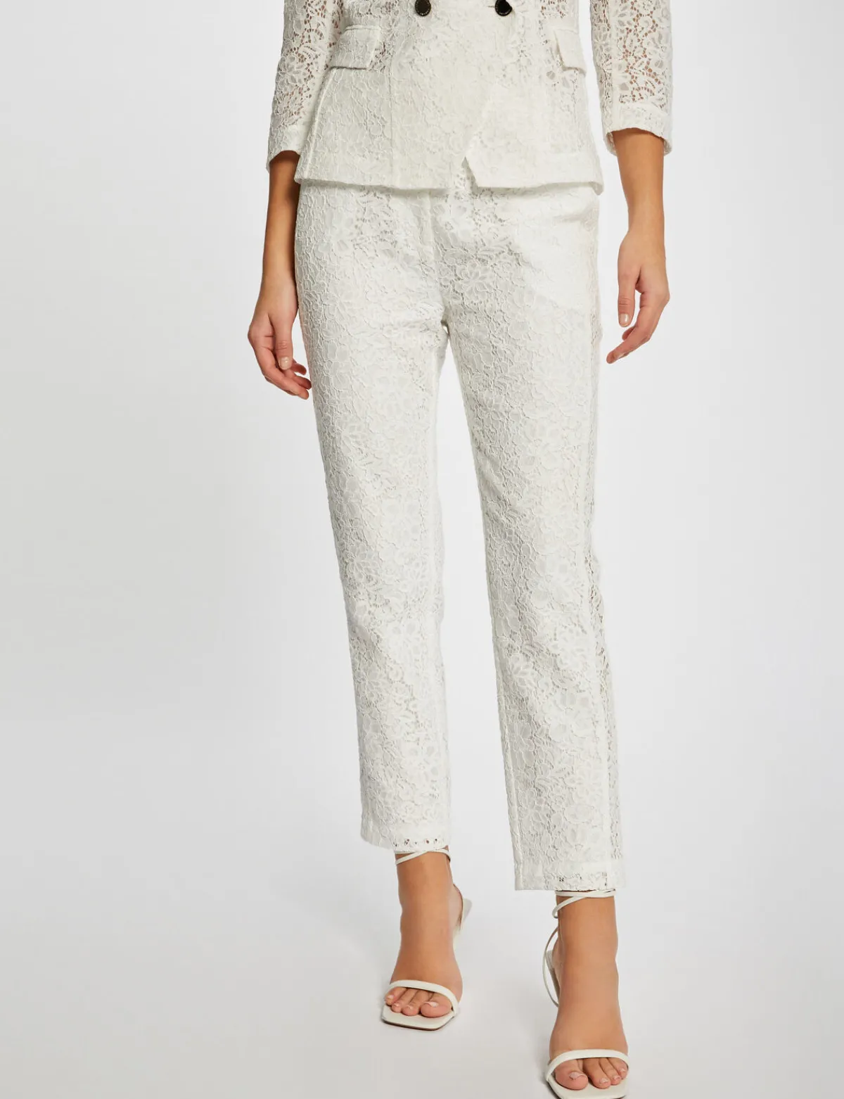 Pantalons>Morgan Pantalon Droit En Dentelle Femme | Ecru