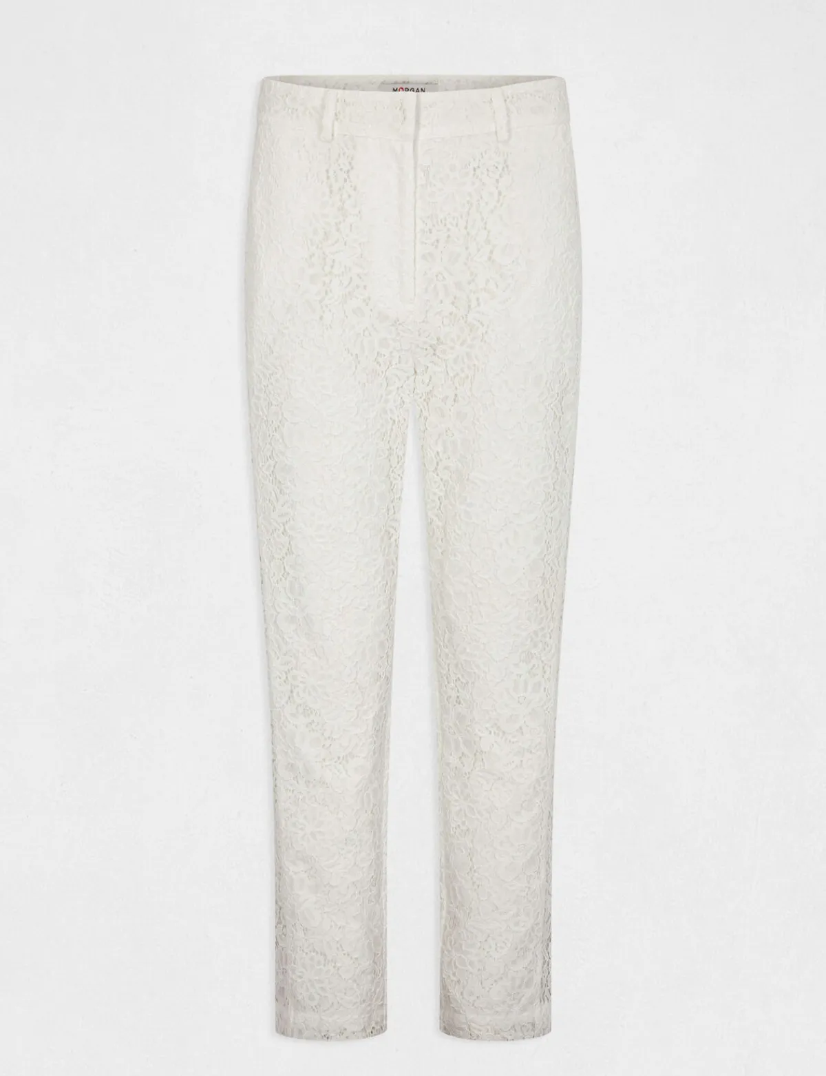 Pantalons>Morgan Pantalon Droit En Dentelle Femme | Ecru